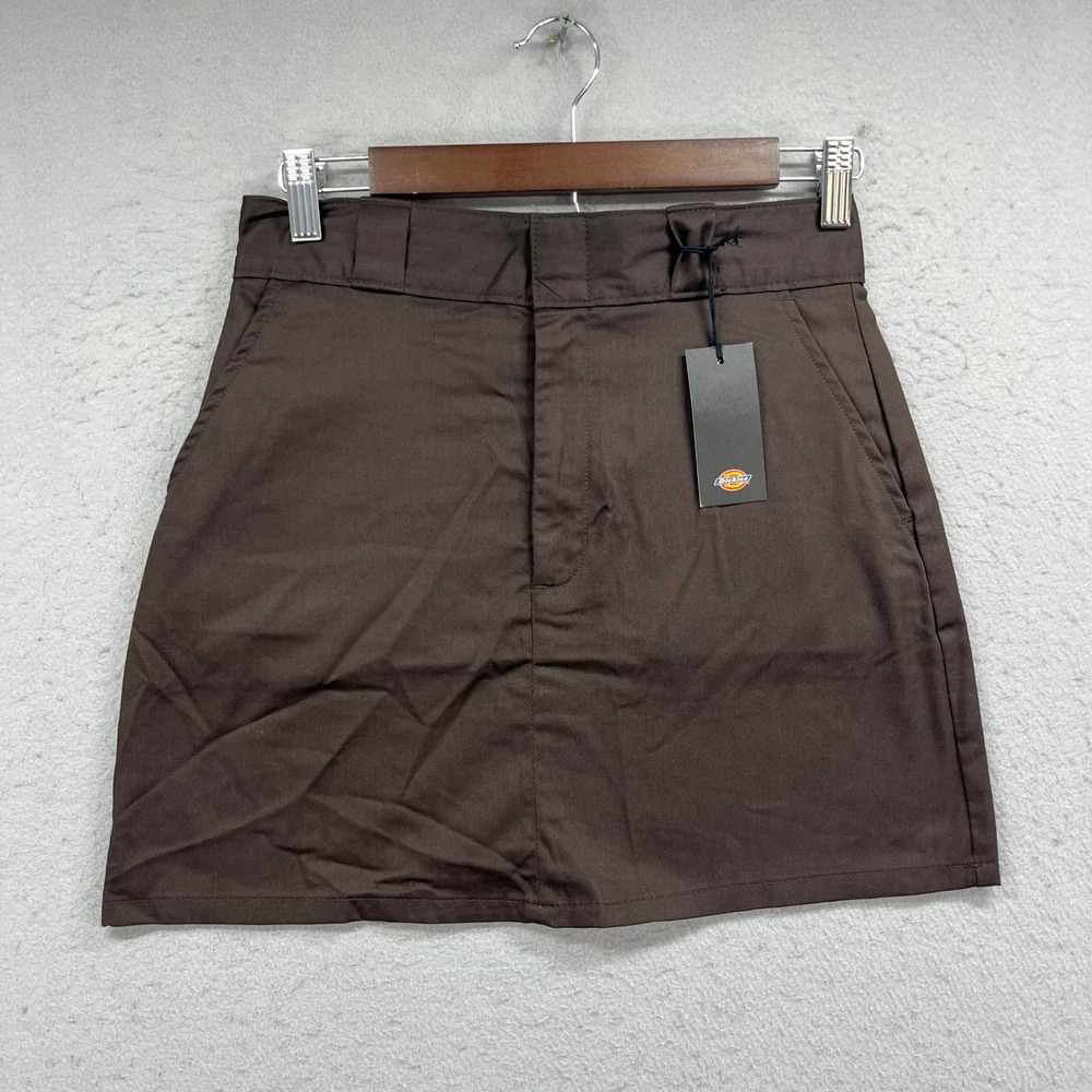 Dickies Woven Twill Skirt Women 27 Brown Mini Casual Workwear Utility NEW